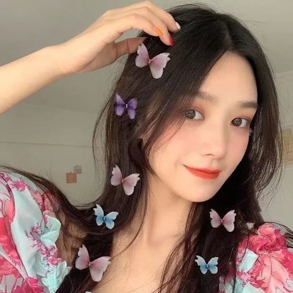 Mesh Butterfly Hårclips Dobbeltlags Butterfly Side Clip 7 7 7