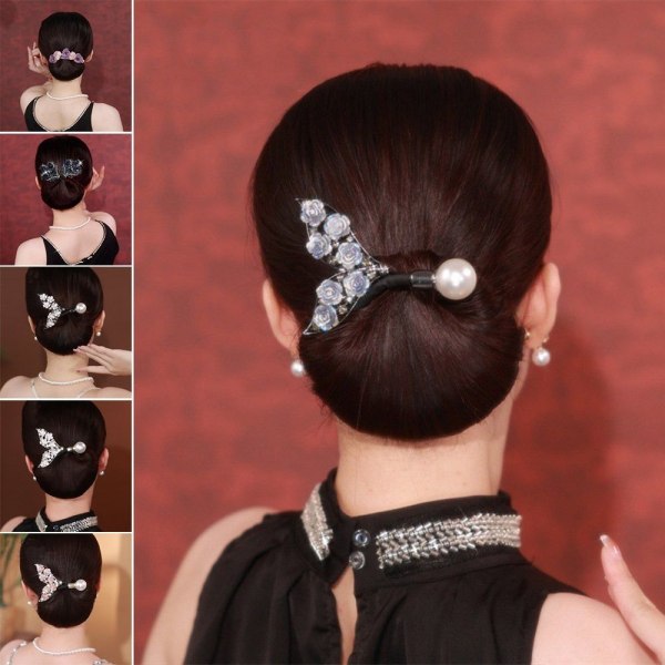 Rhinestone Flower Hair Clip Hair Bun Maker 07 07 07