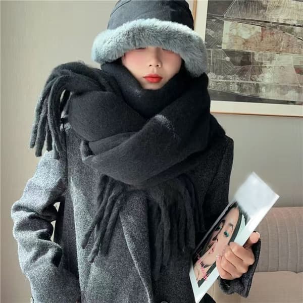 Vinter Cashmere Skjerf Lang Duske Skjerf HVIT White