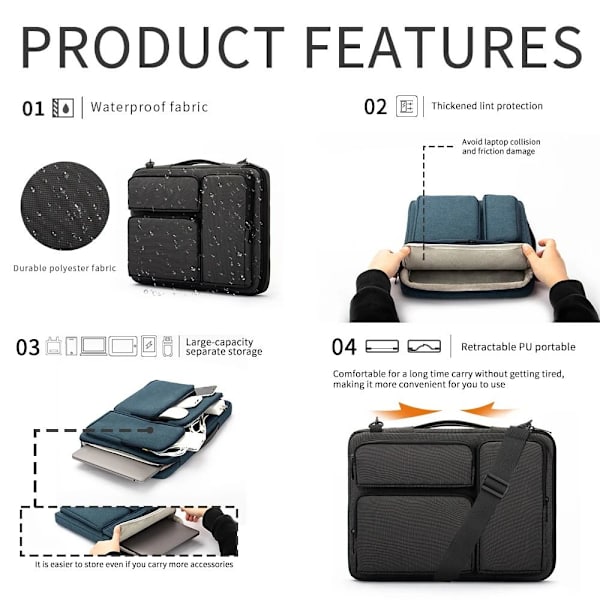 Nylon Laptopväska Notebook Axelväska GRÅ 15 15,6 tum 15 grey 15 15.6 inch-15 15.6 inch