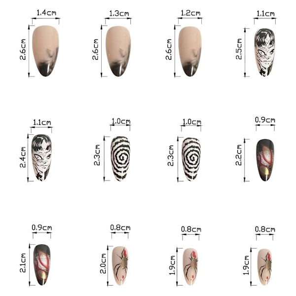 Mandel falske negle 3D lange falske negle XR-17 XR-17 XR-17