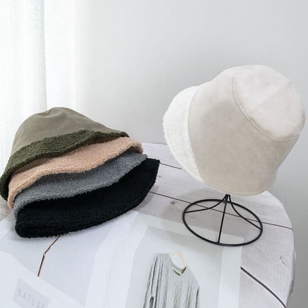 Patchwork Hatt Plysjkant Hatt GRÅ Grey