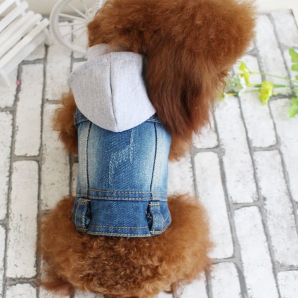 Cowboy Hunde-hættetrøje Denim Pet Vest Hunde-denimjakke