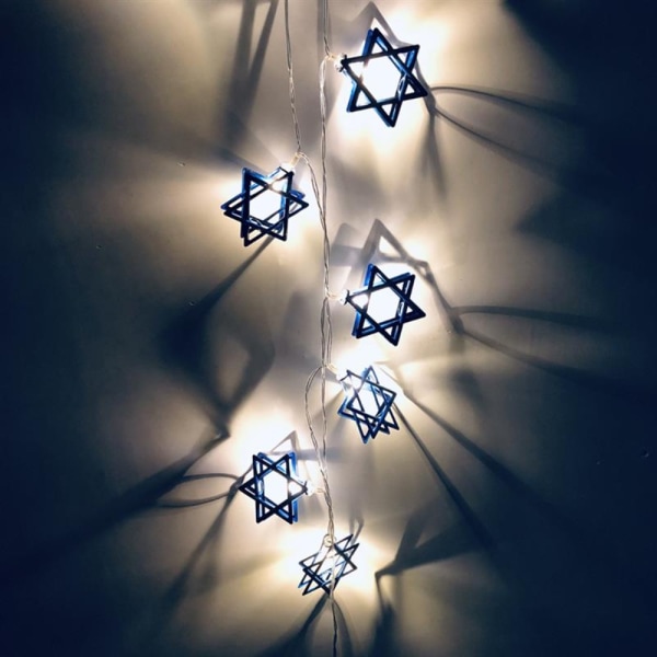 1,65M 10LED Hanukkah Ornament Star of David String Lights Blue