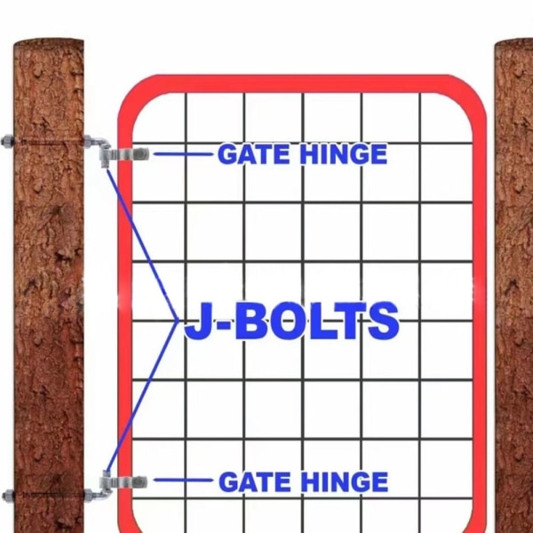 2 pakke hengsler J-bolt stolpe hengsel stake festeverktøy