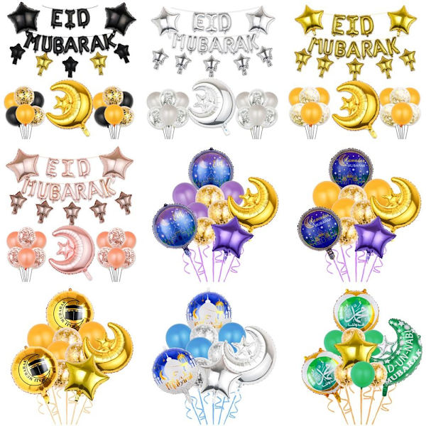 Eid Mubarak Ballong Set i Aluminiumfolie 1 1