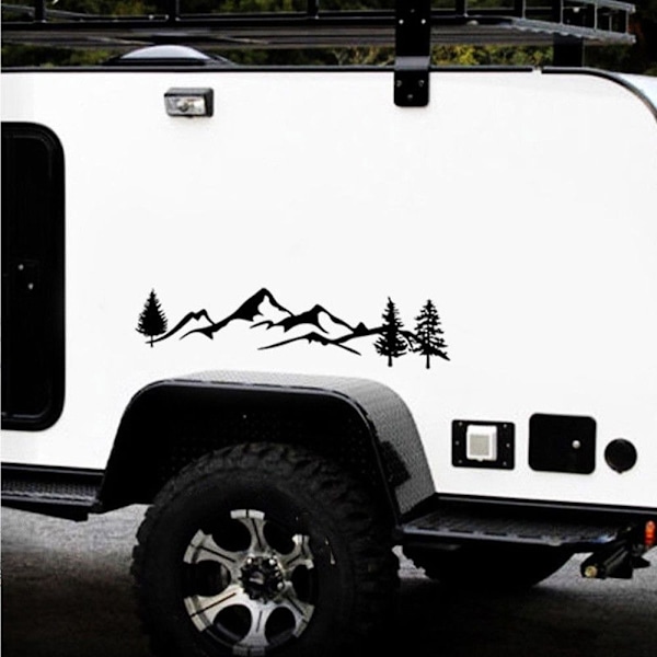 2 stk Mountain Forest Grafisk Bil Sticker Træ Skov Kofanger