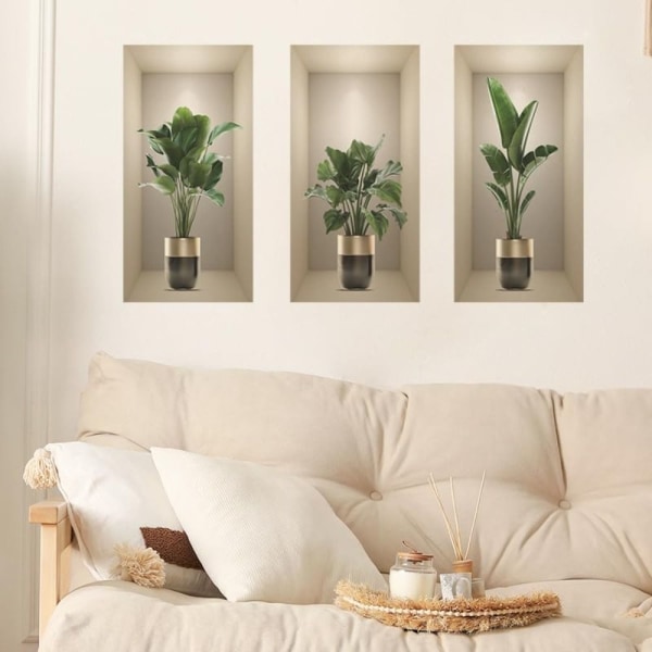 Wall Stickers 3D Grønne Potteplanter Grønt Planter Blade