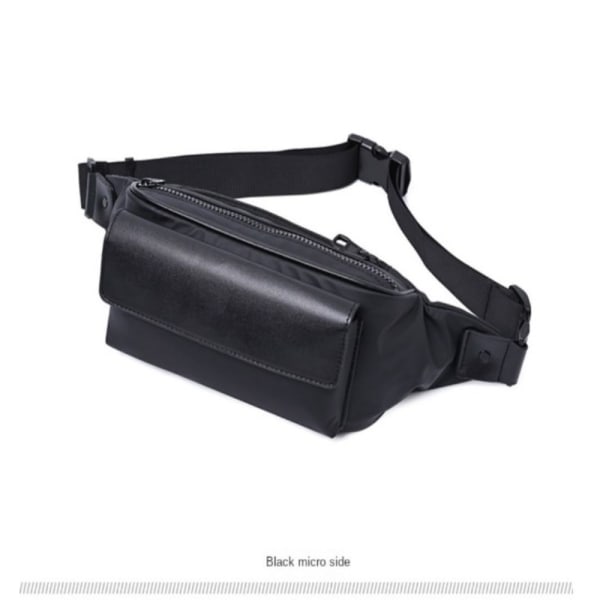 Pu læder brysttaske til mænd Vandtæt crossbody taske SORT Black