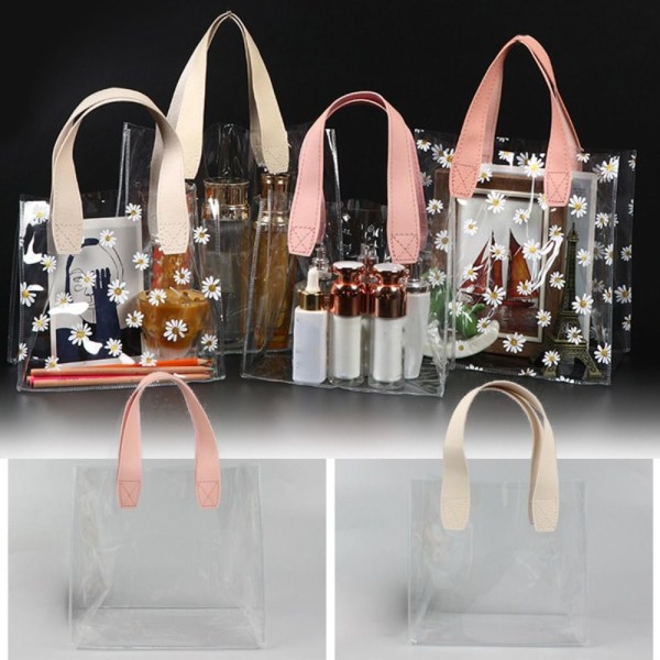 Clear Tote Bag Shopping Bags PINK M M Pink M-M