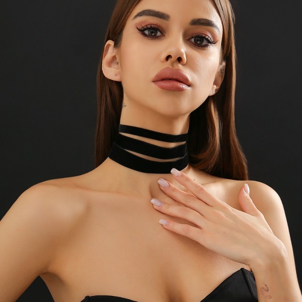 Lolita Black Collar Neckchain Multi set kaulakoru