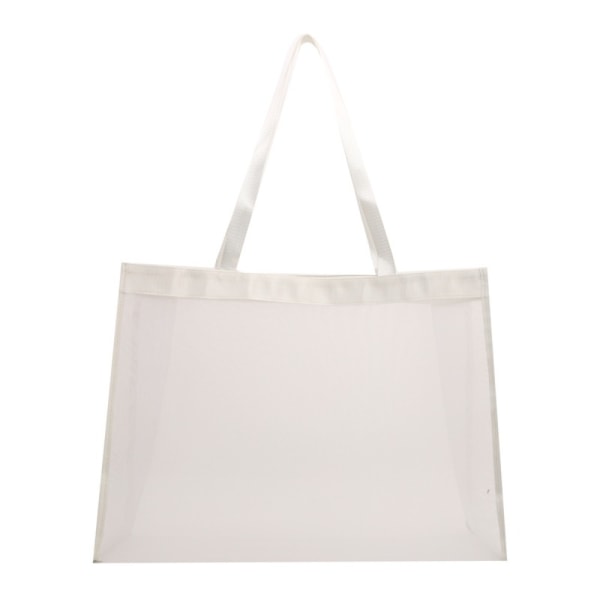 Gjennomsiktig Beach Nylon Bag Mesh Håndholdt Handle Bag HVIT White