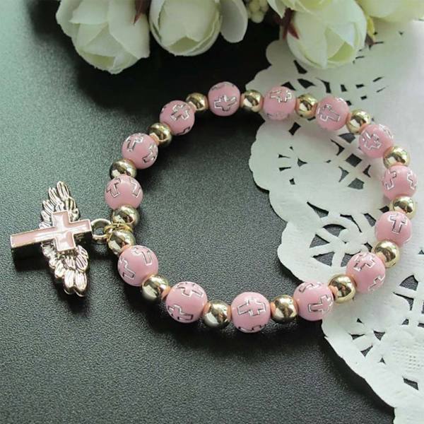 Angel Wing Cross Armbånd Angel Rosenkrans Armbånd HVIT white