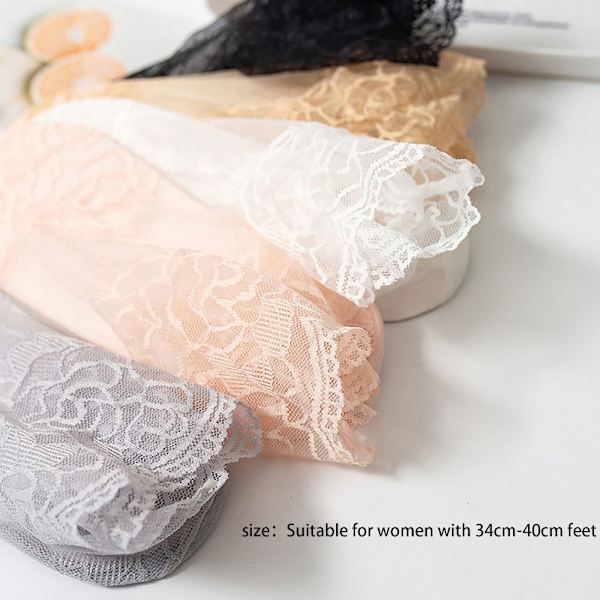 1pari läpinäkyvät sukat Invisible Ruffle Sock MUSTA BLACK