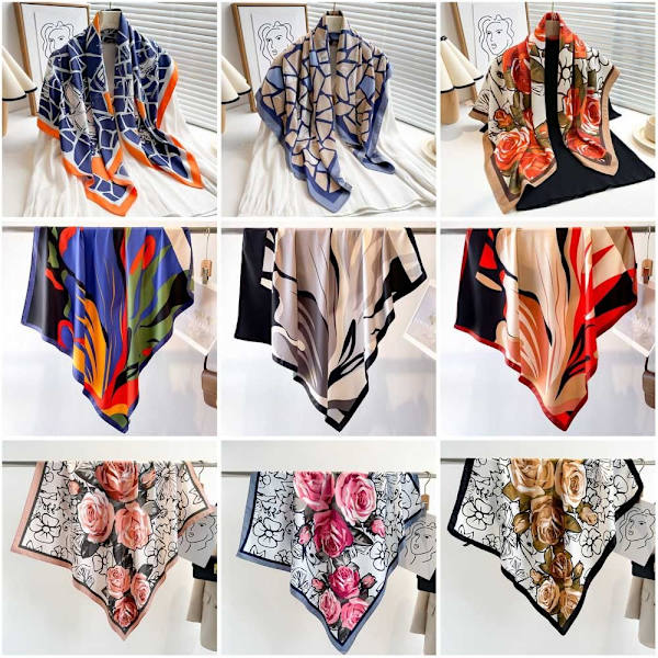 Strandsjal 90x90cm Sidenscarf 4 4 4