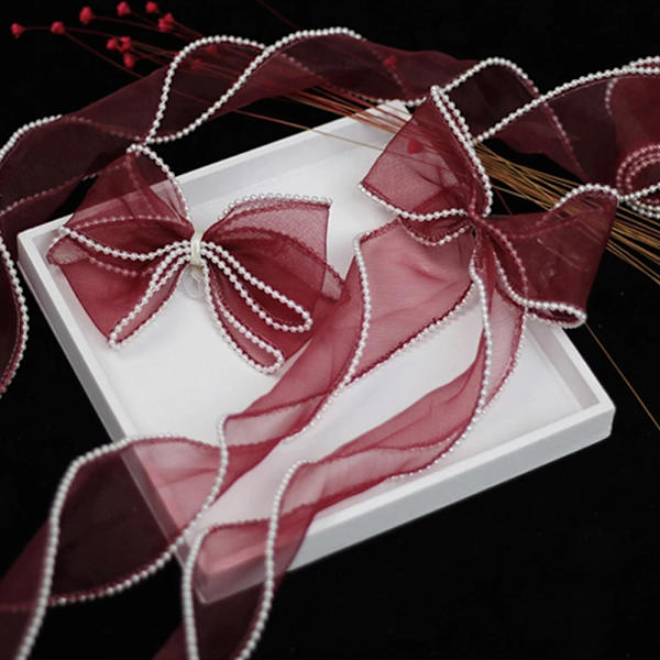 Wrapping Ribbon Pearl Fishtail sideharso VILLA purple