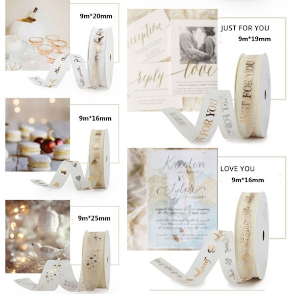 Gold Heart Sheer Ribbon Snow Yarn Ribbon C C C