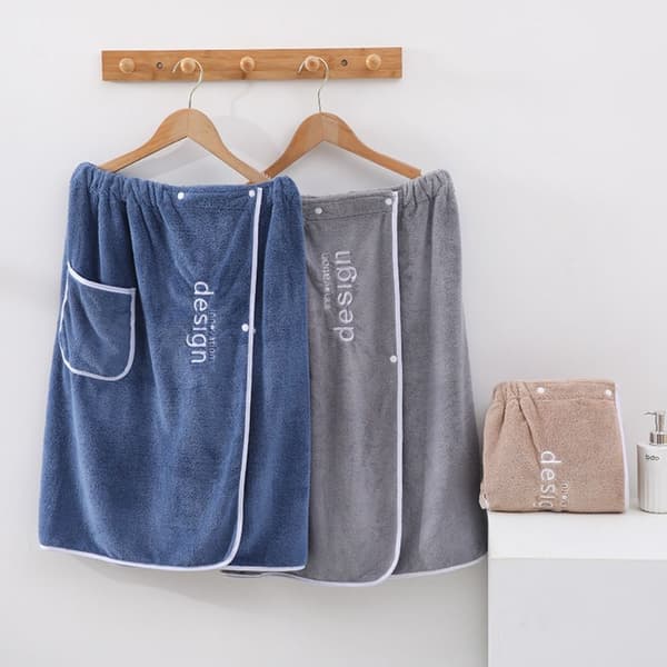 Blød Mikrofiber Badekåbe Herre Badehåndklæde GRÅ grey