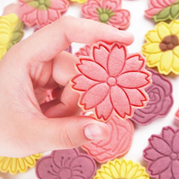 8 stk/sett Cookie Cutters Pressbar kjeksform Cookie Stamp DIY