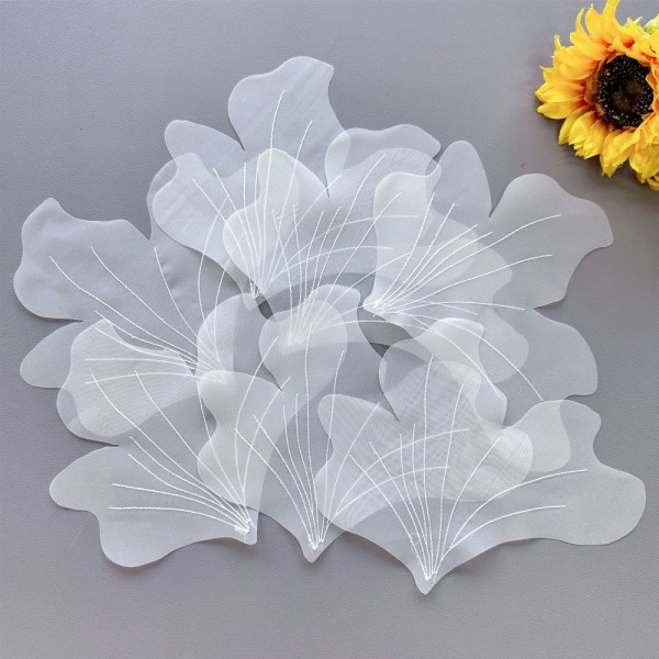 Organza White Petal Stickers Flower Cloth Sticker Bröstblomma