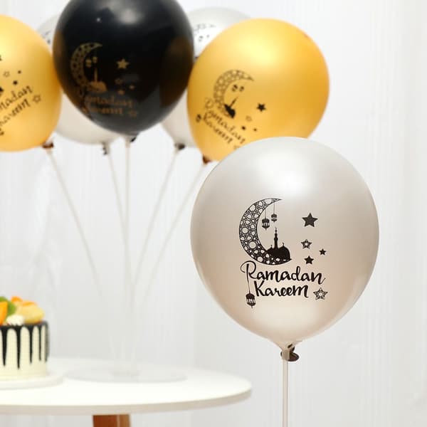 10 kpl Eid Mubarak Ramadan-ilmapalloja Lateksipalloja HOPEA SILVER