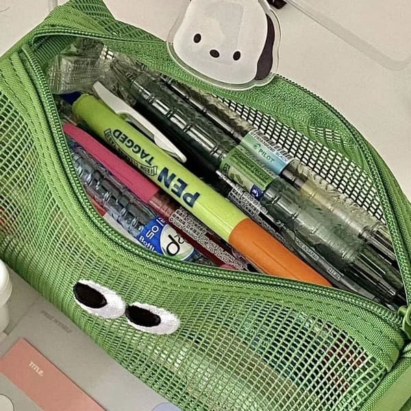 Iso silmäinen penaali Kawaii-koulutarvikkeet harmaa grey