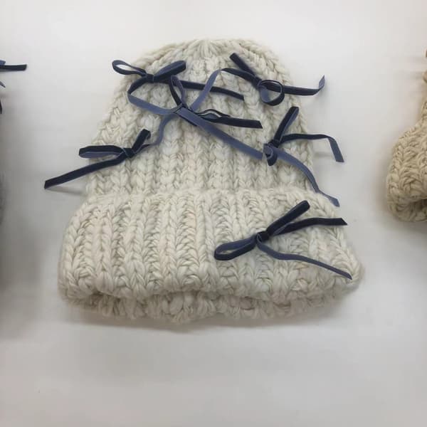 Håndlagde heklede luer strikket pullover-lue HVIT White