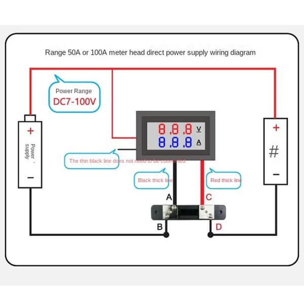 Voltmeter Ammeter 100A RÖD-RÖD 100A RÖD-RÖD 100A Red-Red