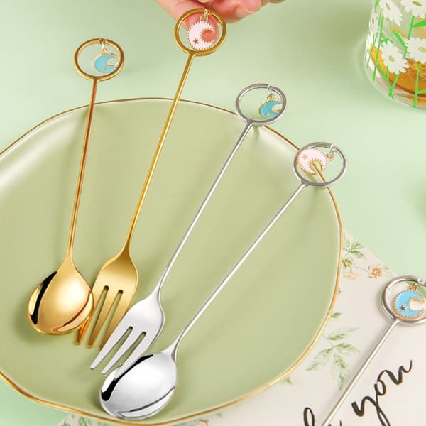 Stjerne Måne Ske Gaffel Dessert Kage Ske FORK-3 FORK-3 fork-3
