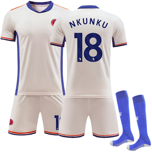 2024-2025 Chelsea Away Kids' Soccer Jersey with socks NO.18 Nkunku 18