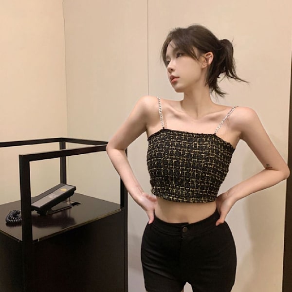 Linne Crop Top BLÅ Blue