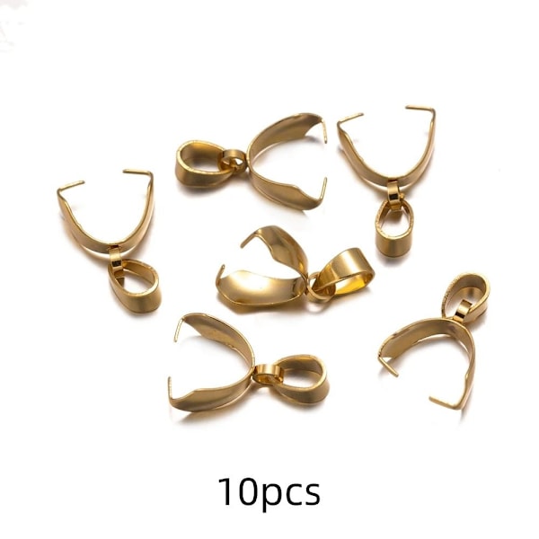 10 st hängsmycke Pinch Bail Dingle Charm Bead Connector GULD Gold 2.5X13mm10pcs-10pcs