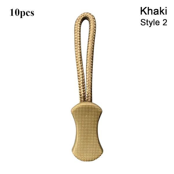 10 st Dragdragkedjeände KHAKI STYLE 2 STYLE 2 Khaki Style 2-Style 2
