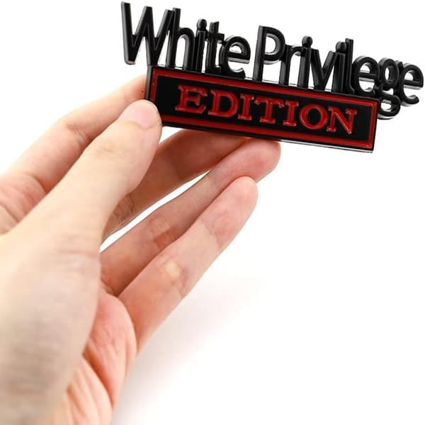 2 st White Privilege Edition Emblem 3D Metall Logotyp Bilmärke