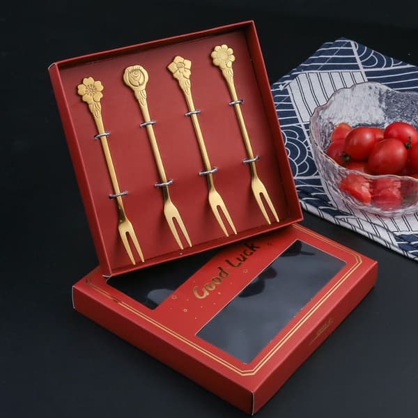 Fruktgaffel To-tannet Gaffel SØLV SETT Silver Set-Set