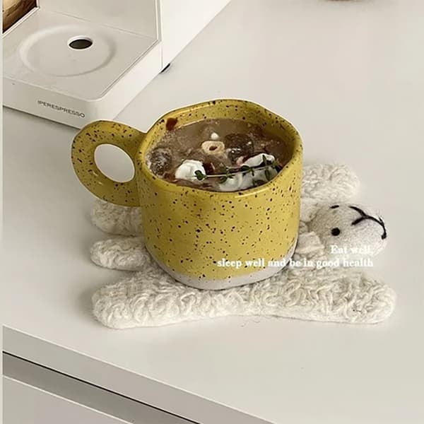 Prickig Bläck Mugg Keramisk Kopp GUL Yellow