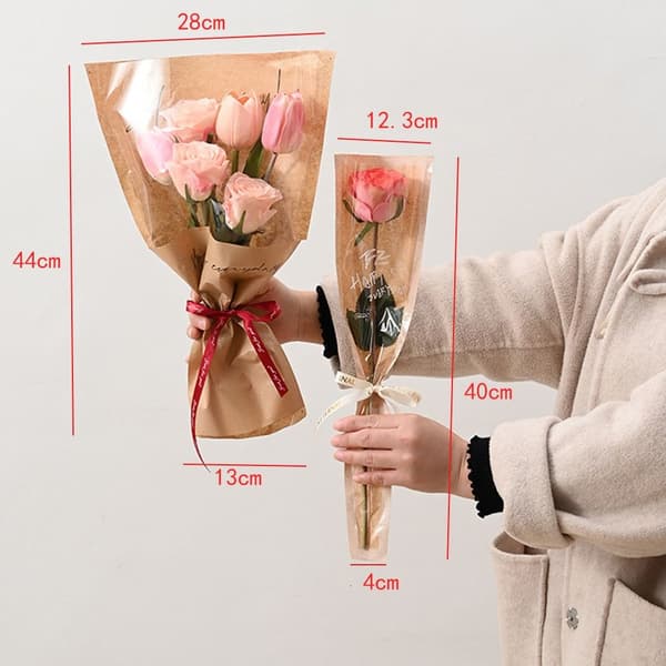 20/30 STK. Rose Indpakningspose Ærme Buket Indpakningspose SORT Black 20pcs-Multiple-20pcs-Multiple