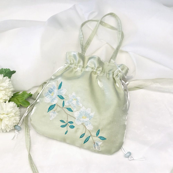 Brodert blomsterpose med snøring Godterioppbevaringspose 2 2 2