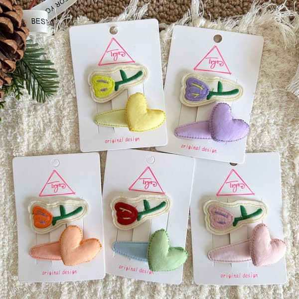 2 kpl/setti hiusklipsit, PINKKI pink