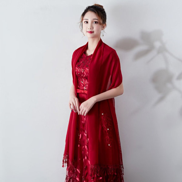 Lace Shawl Wedding Cape WINE RED Wine red