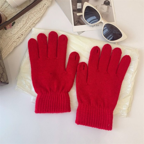 Vinterstickade handskar Pekskärmshandskar RÖDA Red