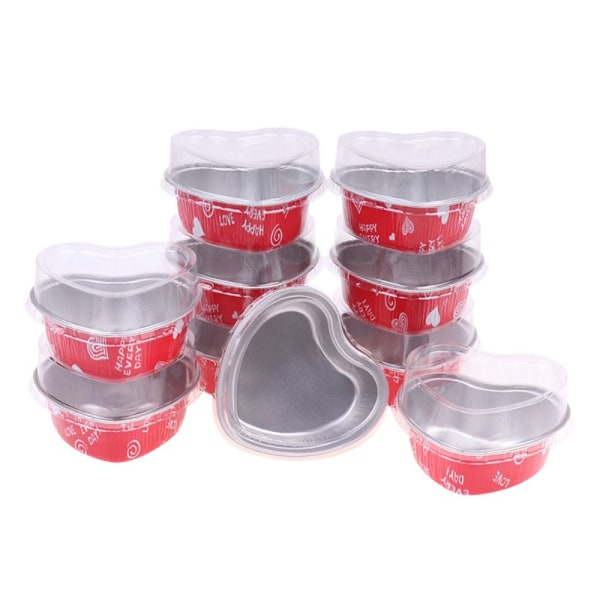 10 stk/sett aluminiumsfolie kakeform Cupcake Cup #1 MED LOKK MED #1 With Lids-With Lids