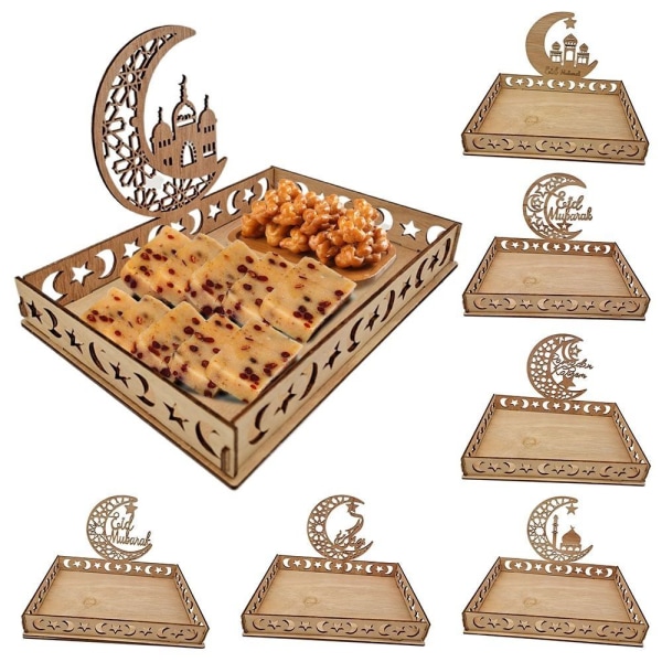 Eid Mubarak Moon Star Tray Ramadan Kareem Food Holder 6 6 6