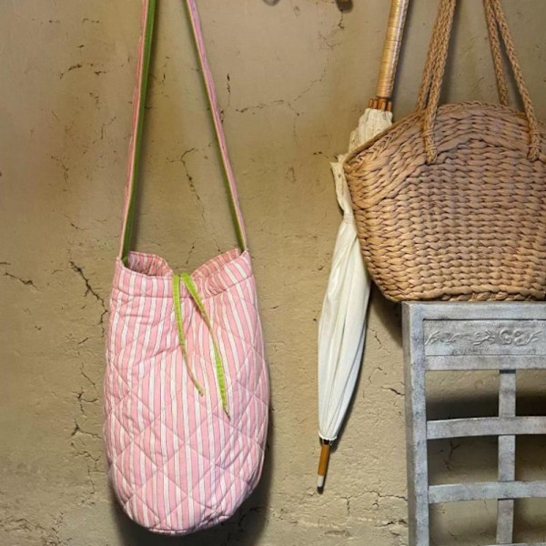 Randig kontrasterande axelväska Rutig Crossbody Bag Hink