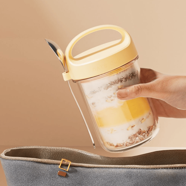 Bærbar Frokostkopp Yoghurt Salatkopp GRÅ Grey