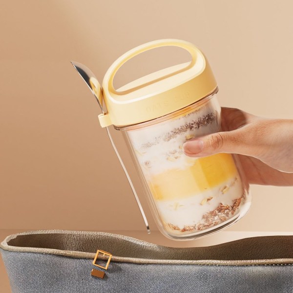 Bærbar morgenmadskop Yoghurtsalatkop GRÅ Grey