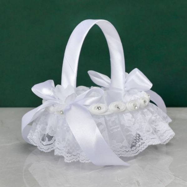 White Flower Girls Basket Bröllopskorg 1 1 1