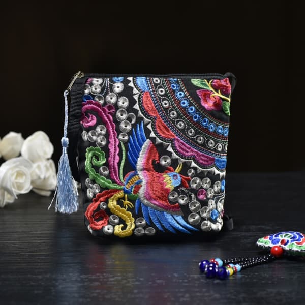 Skuldertaske i etnisk stil broderi crossbody taske E E E