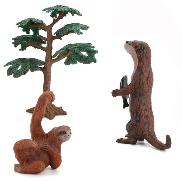 1/2 kpl Wild Animal Figurine Animal Ornament SLOTH&TREE sloth&tree