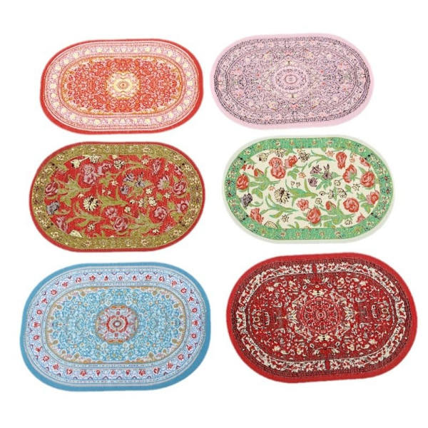 Nukkekotimatto Miniatyyri kudontamatto GREEN OVAL OVAL green oval-oval